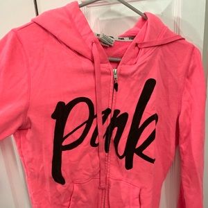 Hot pink Victoria’s Secret zip up hoodie